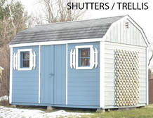 Picture of a Shed with hand made Shutters and Trellis. 